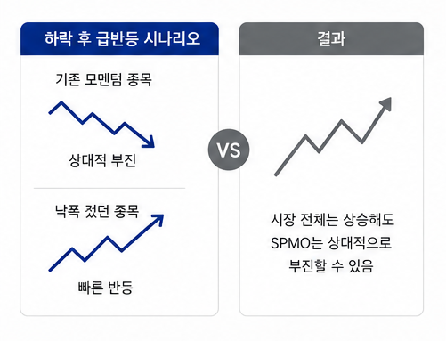 모멘텀 투자의 약점을 나타낸 인포그래픽